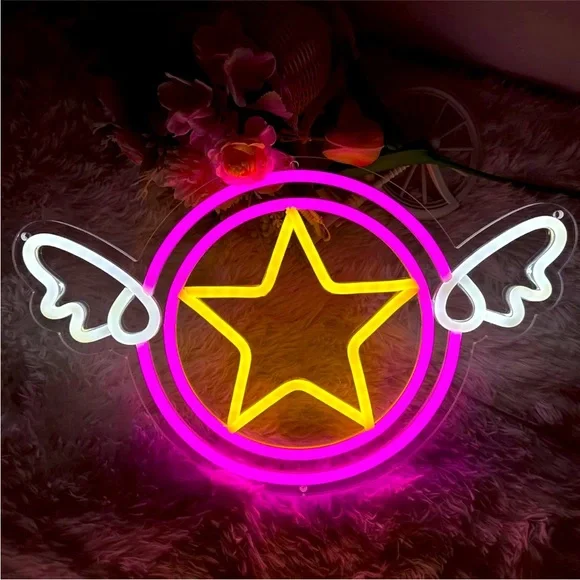 Neon Sailor Moon Symbol Star Angel Kawaii Cartoon 90s Nostalgic Light LED Decor - Picture 3 of 6
